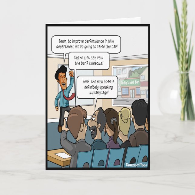 Levante o cartão de dia do chefe engraçado do Bar (Frente)