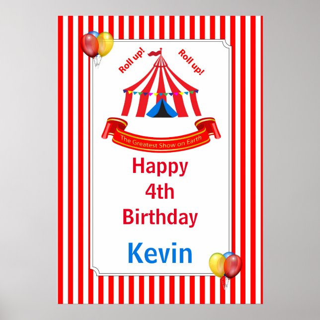 Levante-se! Levante-se! Circus Birthday Poster em  (Frente)