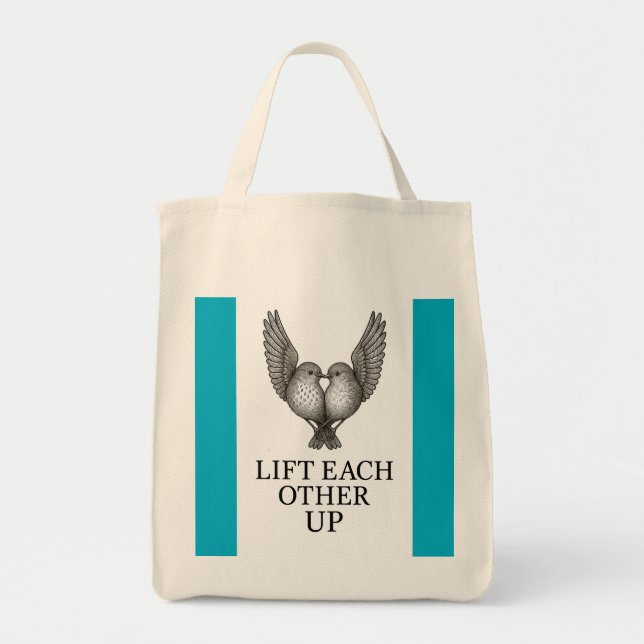 "Levante Um Ao Outro" Pássaros. Bolsa Tote (Frente)
