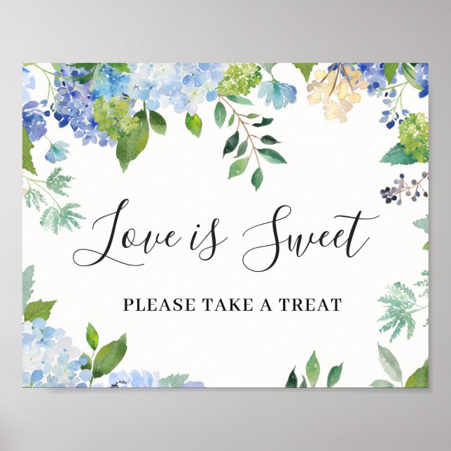 Leve Blue Hydrangea Love é Sweet Poster (Frente)