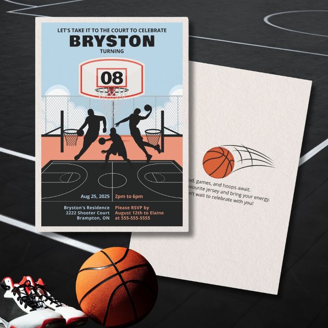 Leve Isso Para a Quadra Convite de Aniversário de  (Basketball theme invitation)