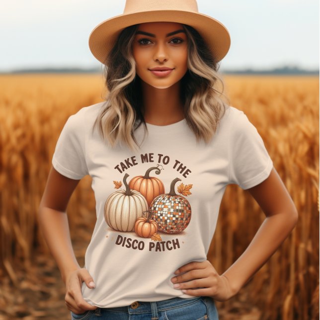 Leve-me à queda de aquarela do Disco Patch, senhor (Take me to the Disco Patch watercolor fall ladies Tri-Blend Shirt)