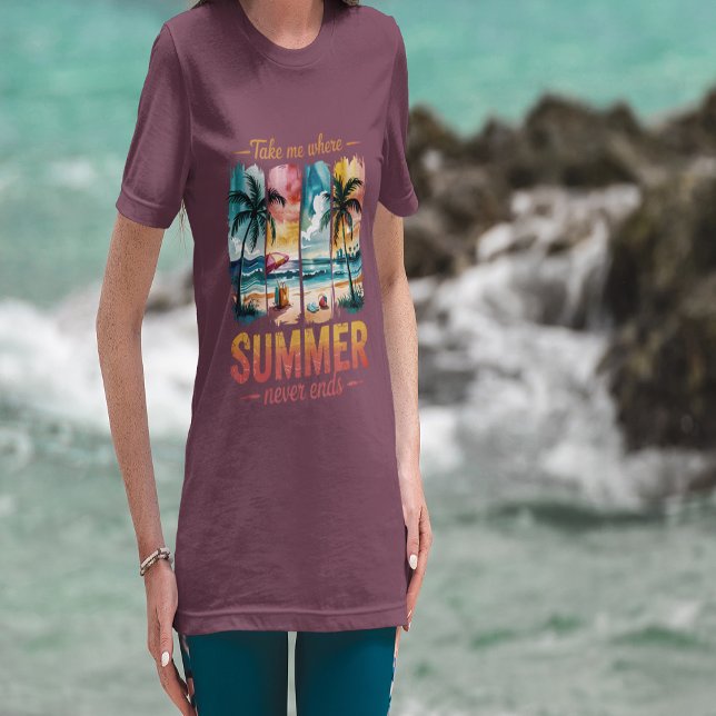 Leve-me onde o verão nunca termina (Take Me Where Summer Never Ends Tri-Blend Shirt)