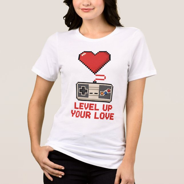 Level Up Your Love, Retro Pixel Gaming Design (Frente)