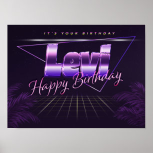 Levi Name Vorname lila retro Poster Geburtstag