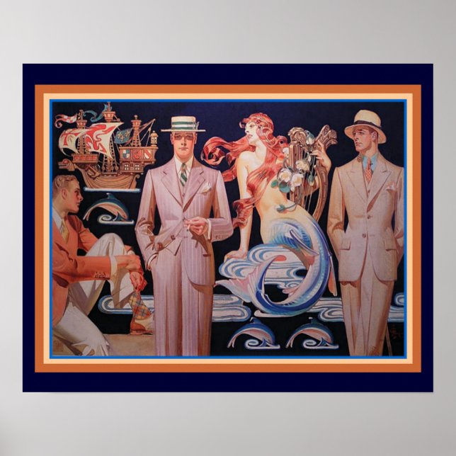 Leyendecker Art Deco Fashion Impressão 16 x 20 (Frente)