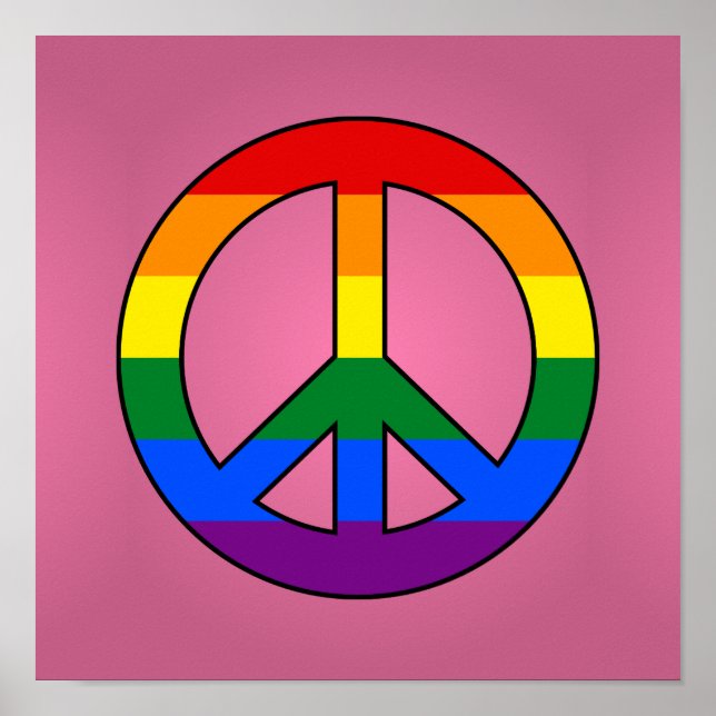 LGBT flag peace sign poster (Frente)