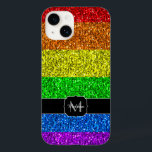 LGBT indicador vibrante do arco-íris brilho Monogr<br><div class="desc">Personalize a capa de telefone de presentes faíscas com seu nome e nome inicial. Bandeja flexível LGBT em brilhos vibrantes vermelhos,  laranja,  amarelo,  verde,  azul e roxo vibrantes. *foto de faíscas não é uma falha real!</div>