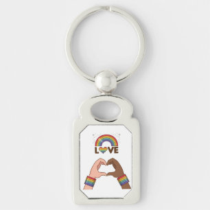 LGBT+Orgulho. Adoro arco-íris. Coração. Chaveiro