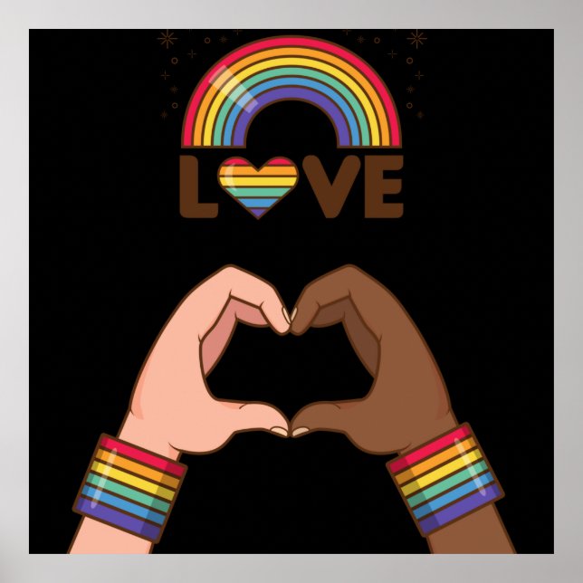 LGBT+Orgulho. Adoro arco-íris. Coração. Poster (Frente)
