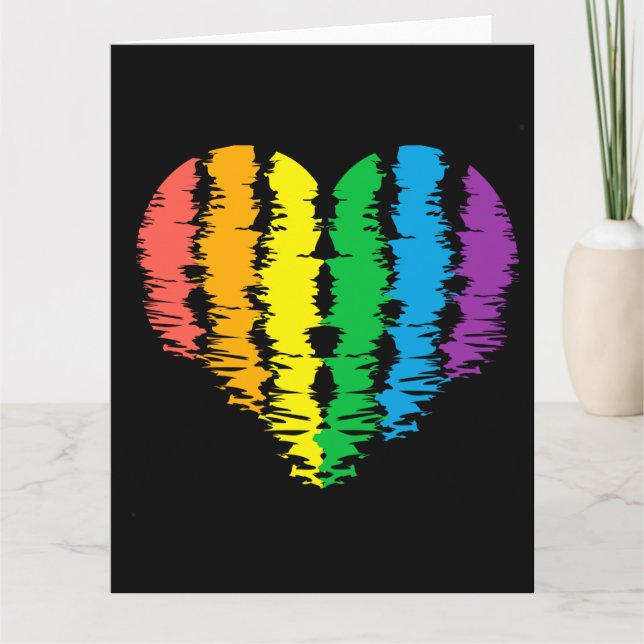 LGBT+orgulho. Arco-íris do coração. Cartão (Frente)