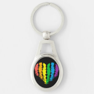 LGBT+orgulho. Arco-íris do coração. Chaveiro