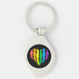 LGBT+orgulho. Arco-íris do coração. Chaveiro