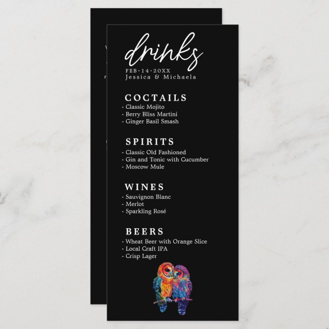 🌈 LGBTQ+ DRINKS cartão Orçamento Unidade Eterna (Frente/Verso)
