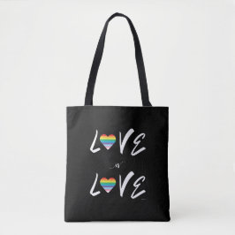 LGBTQIA LOVE é LOVE,Rainbow Flag Heart Tote Bag