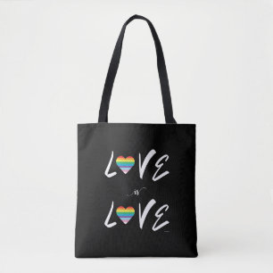 LGBTQIA LOVE é LOVE,Rainbow Flag Heart Tote Bag