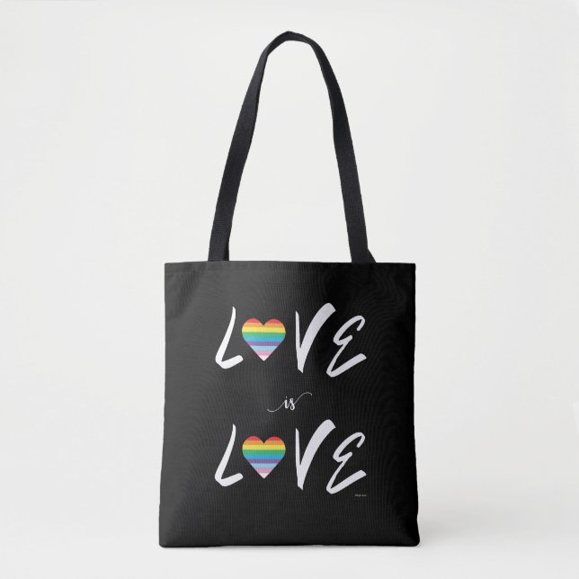 LGBTQIA Love is LOVE, Rainbow Pride Tote Bag (Frente)