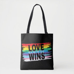 LGBTQIA Love sempre ganha, Rainbow Pride Tote Bag