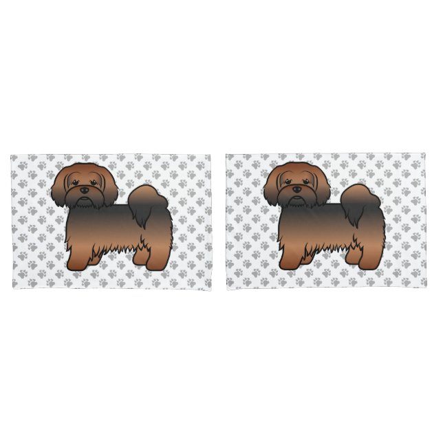 Lhasa Apso Sable Vermelho Cachorro de Desenho Anim (Frente - conjunto)