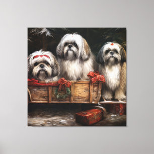 Lhasa Apso Trenó Nevado Decoração de Natal
