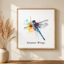 Libélula Asas de Verão Aquarela