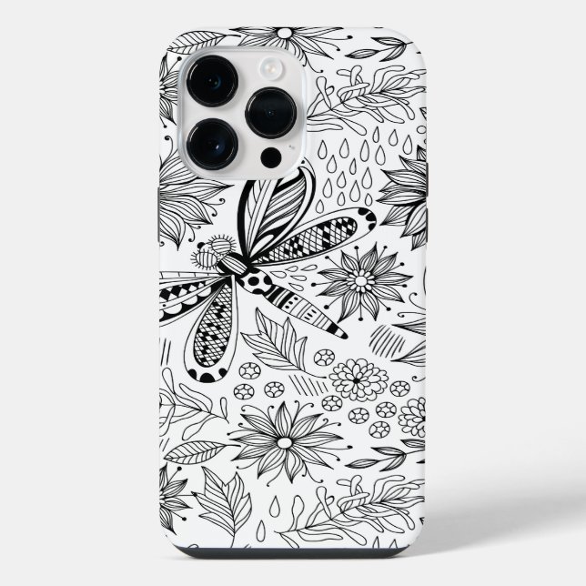 Libélula e flores doodle (Verso)