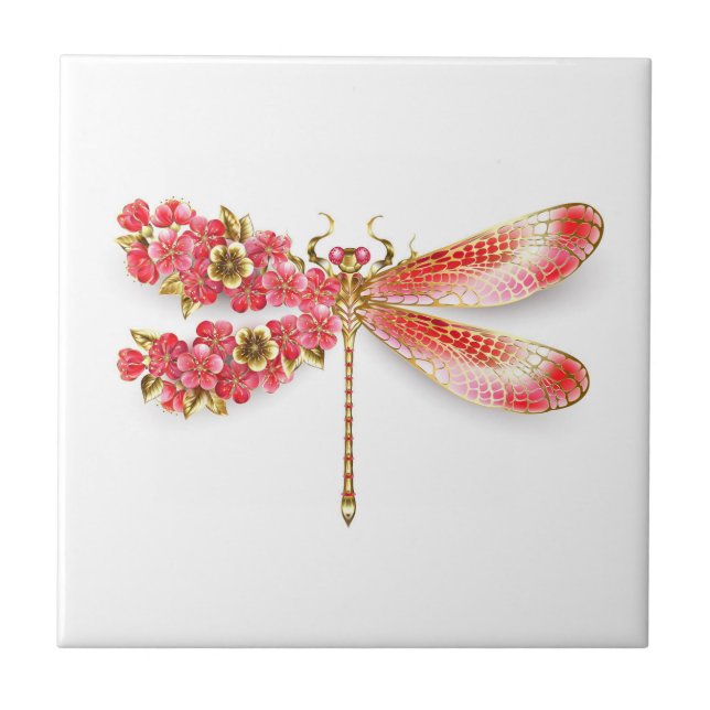 Libélula flor com jóias sakura (Frente)