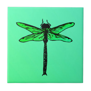 Libélula japonesa do vintage, verde esmeralda