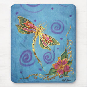 Libélula pintada seda Mousepad