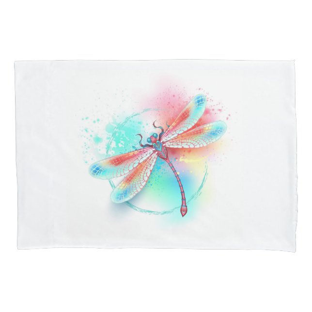 libélula vermelha sobre fundo de aquarela (Frente-Esquerda)
