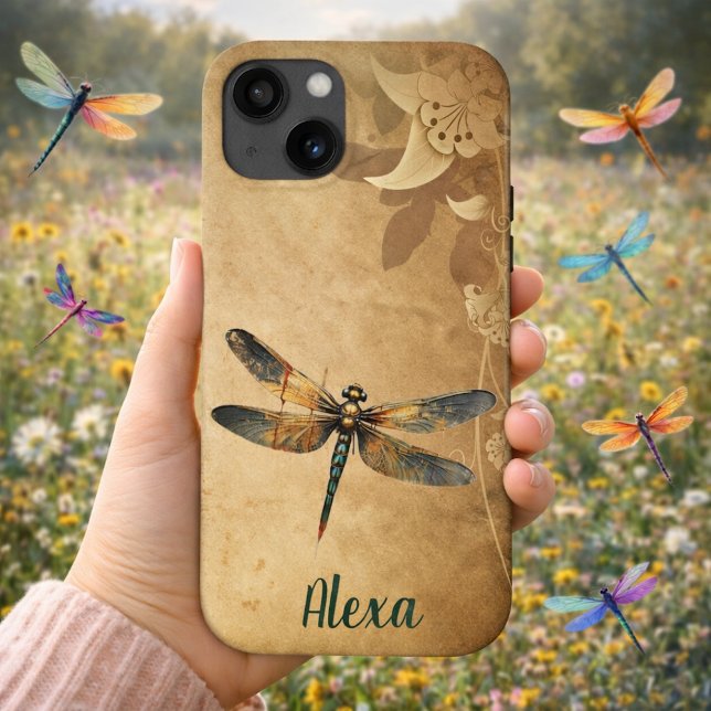 Libélula Vintage com Nome/Monograma Personalizado (Criador carregado)