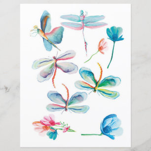 Libélulas em aquarela para recortar e colar