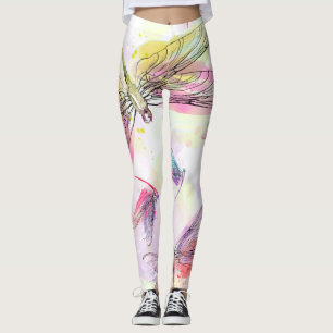 Libélulas Legging da aguarela