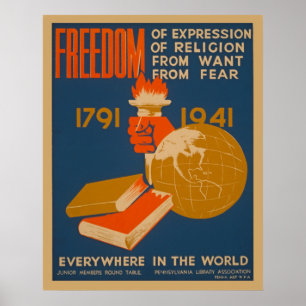 Liberdade em toda parte no poster vintage de WPA