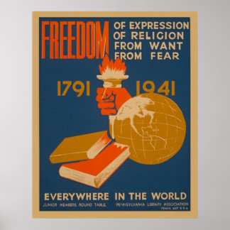 Liberdade em todo lugar no Poster vintage mundial