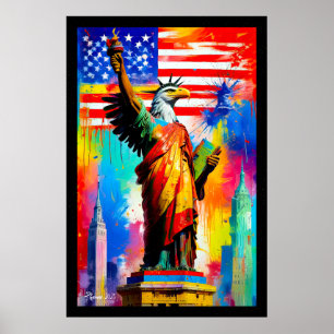 Liberty Eagle Statue Poster Pop
