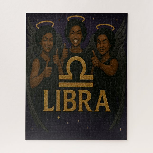 Libra Black Angel Zodiac Quebra-cabeça (Vertical)