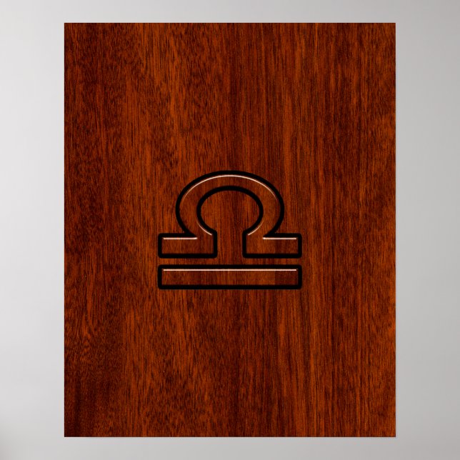 Libra Zodiac - Símbolo de Mahogany Style Impressão (Frente)