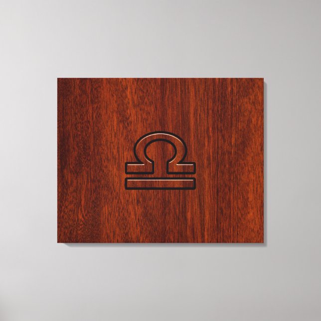 Libra Zodiac - Símbolo de Mahogany Style Impressão (Frente)