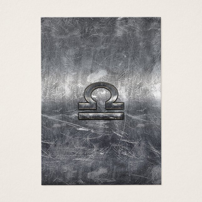 Libra Zodiac Sinal no estilo de aço grunhido prate (Frente)