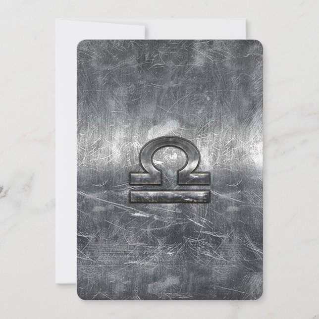 Libra Zodiac Symbol in silver grunge steel style (Frente)