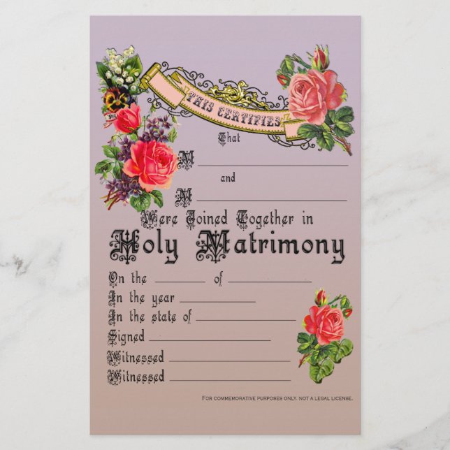 Licença de Casamento Comemorativo (Frente)