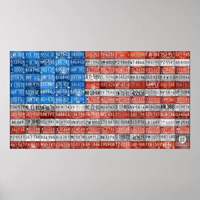 Licença Michigan Plate Flag Art Impressão (Frente)
