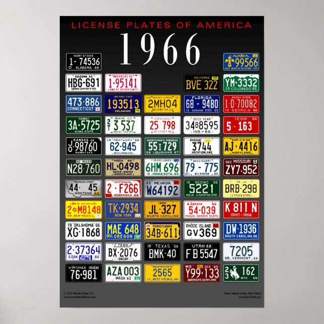 License Plates of America poster - 1966 (Frente)