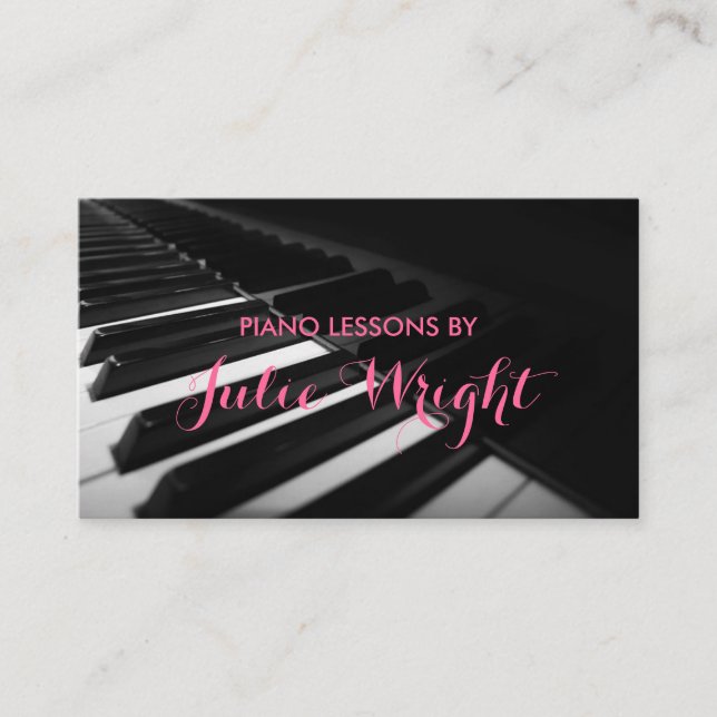 Lições de Piano, Cartão de visita de Instrutor de  (Frente)