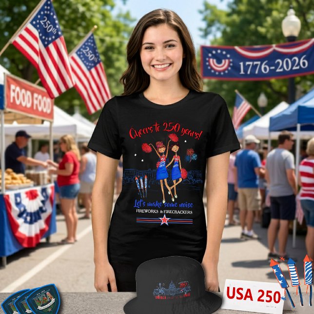 Líder de torcida dos EUA Aniversário de 250 anos d (USA Cheerleader US 250th Anniversary Patriotic Tri-Blend Shirt)
