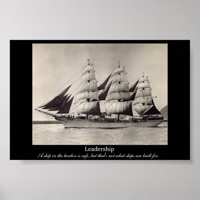 LIDERSHIP Motivation Sail Ship Impressão (Frente)