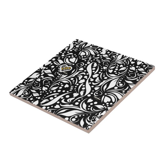 Life Cote Black Cerâmica Azulejo por Adiela Akoo (Lateral)