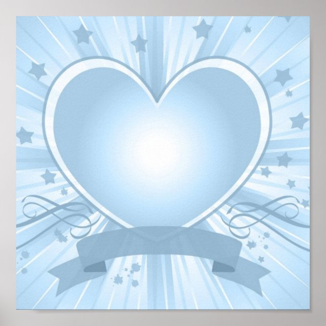 Light Blue Heart Design Poster (Frente)