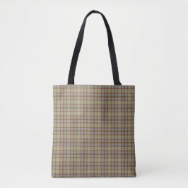 Light Green Blue Brown Plaid Tartan Tote Bag